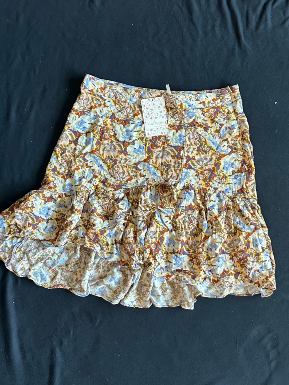 Free People Blue and Brown Floral Circle Skirt - Picture 11 of 15